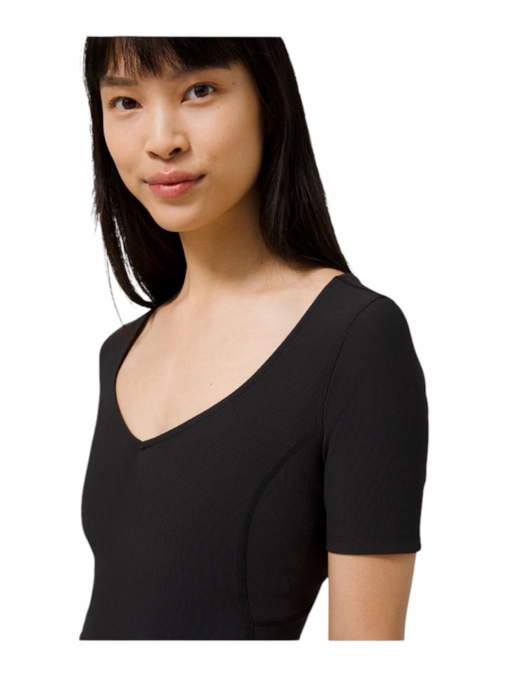 LULULEMON Ribbed Contoured V-Neck Yoga Short Sleeve Shirt size 6 - Picture 5 of 7